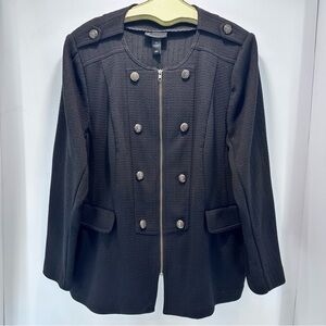 Lane Bryant Jacket Women’s 28‎ Full Zip Double Breasted Military Peplum Black